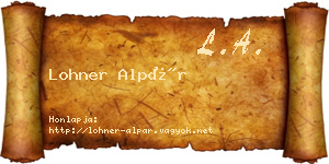 Lohner Alpár névjegykártya